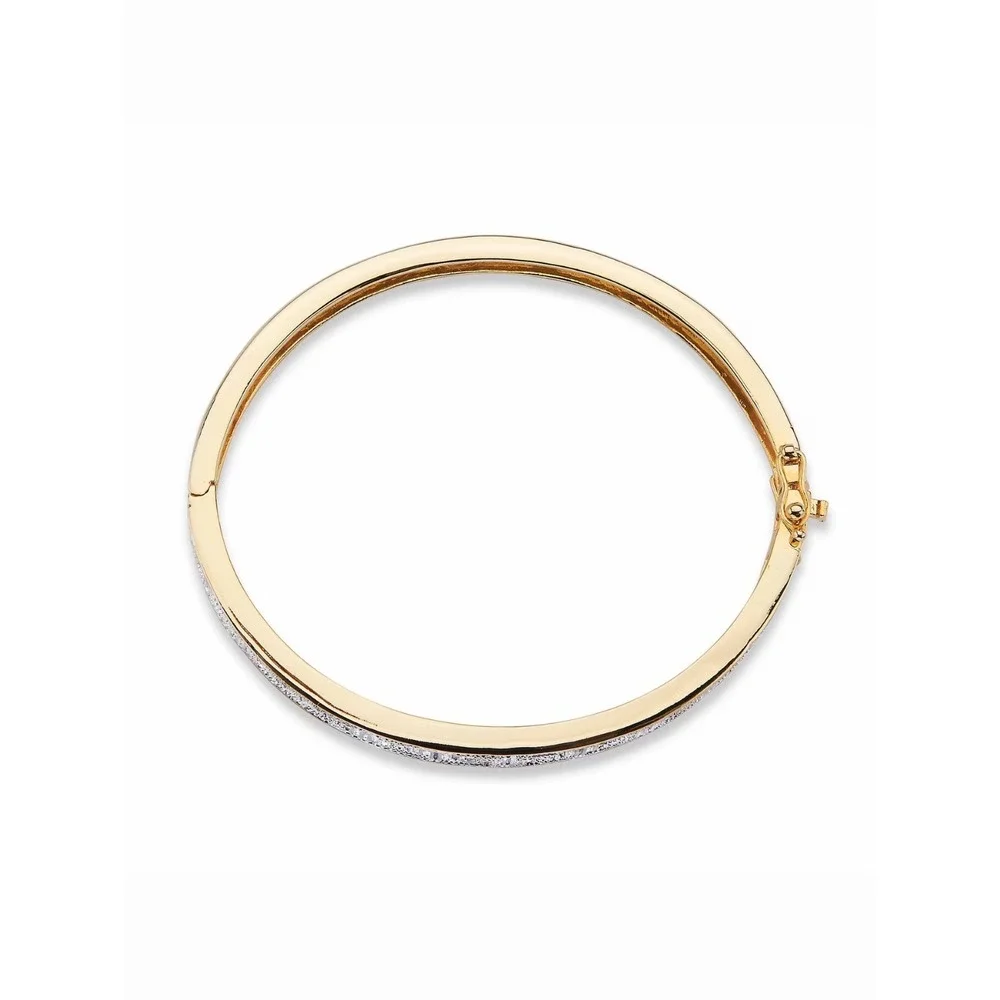 Diamond Accent 18k Gold-Plated Greek Key Bangle Bracelet 7.5